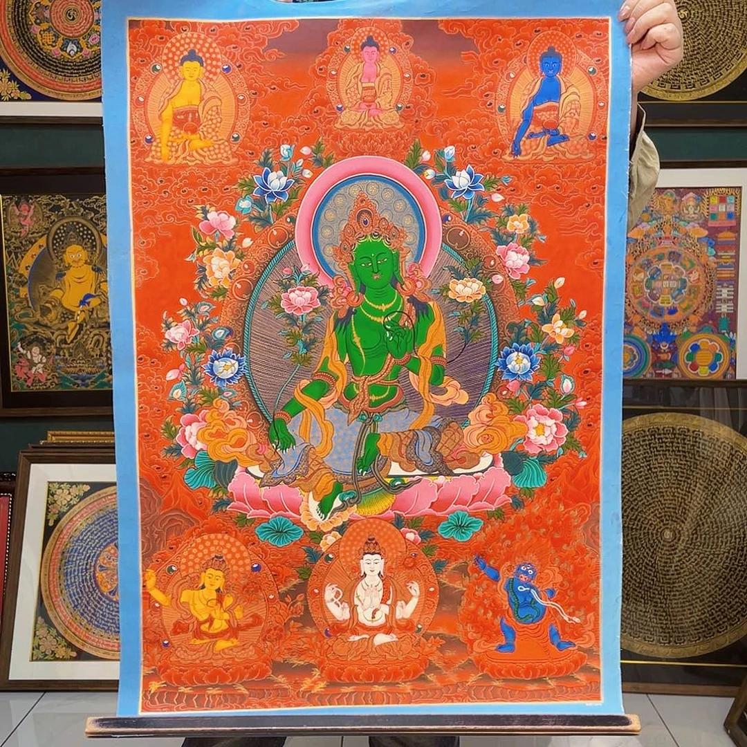 卷轴画手绘唐卡 绿度