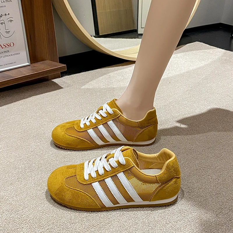 Rindu薄款夏季系带透气春季时尚休闲鞋平底单鞋网面学生阿甘鞋女