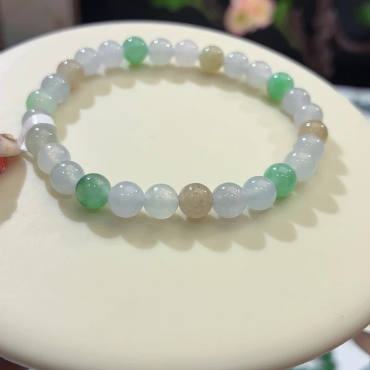 翡翠未镶嵌手链冰胶多宝卡6.8