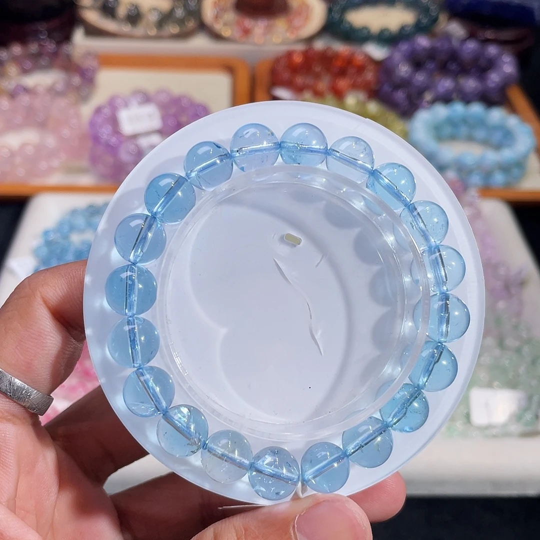 托帕石手链未镶嵌全冰蓝托帕9.8