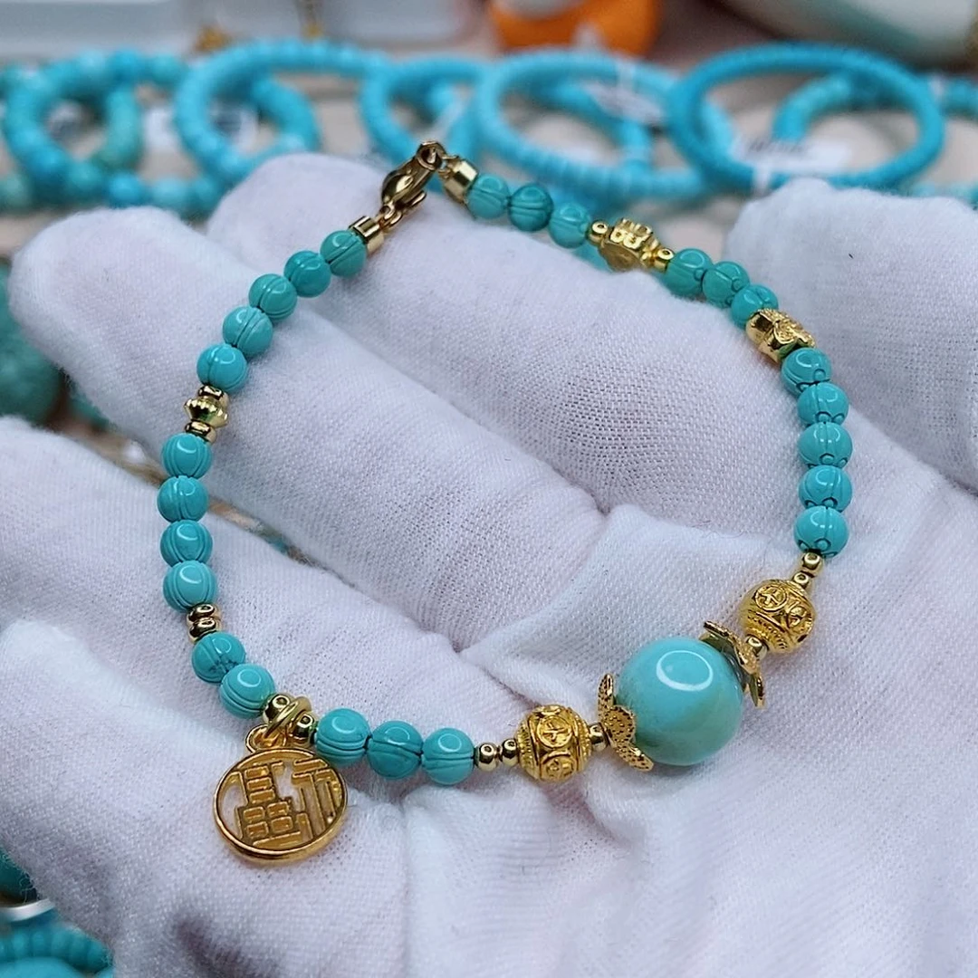 绿松石手链14K金镶嵌