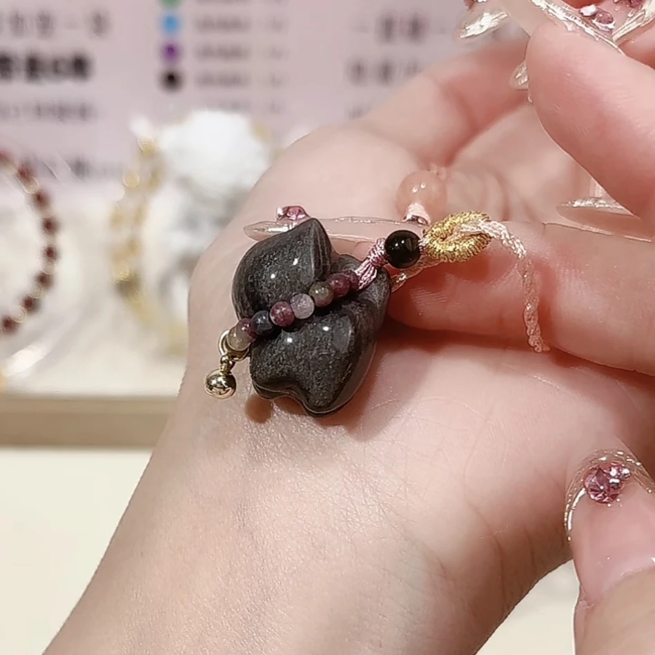 【小咪项链】银曜石天然石DIY设计项链多样性发