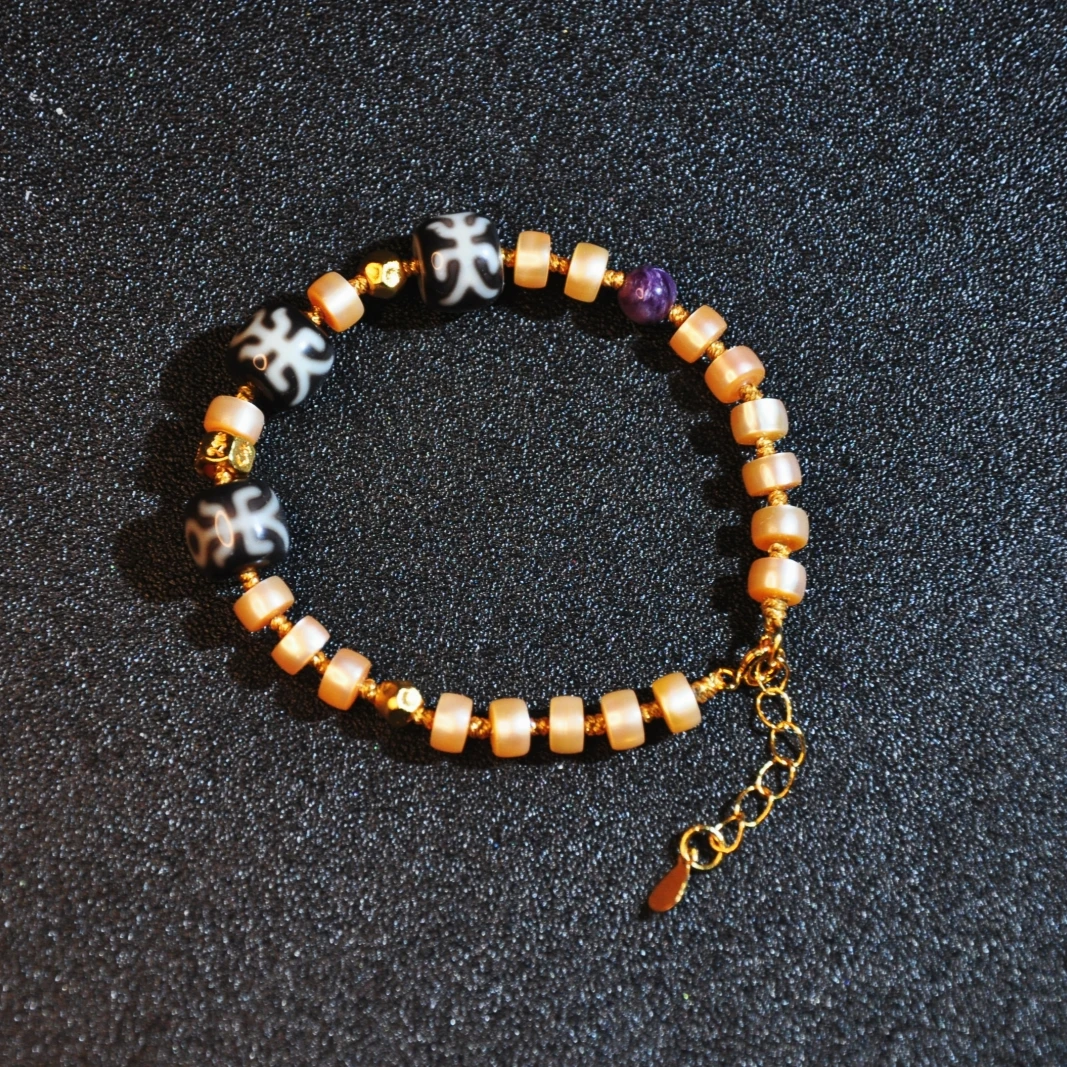 【龙老板】人生三贵淡水无核珍珠金珠手串A2790008