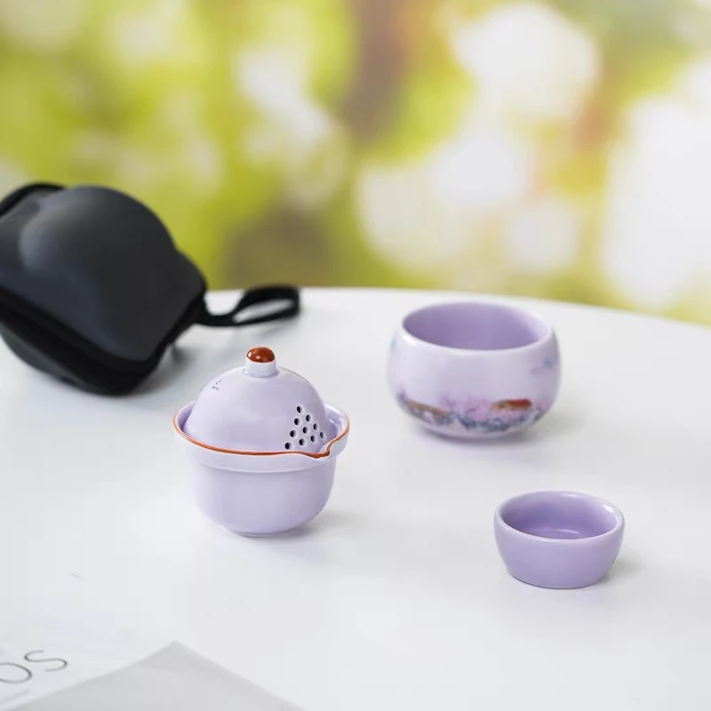184汝窑世外桃源茶咖杯旅行茶具茶艺便携式户外茶具便携茶具
