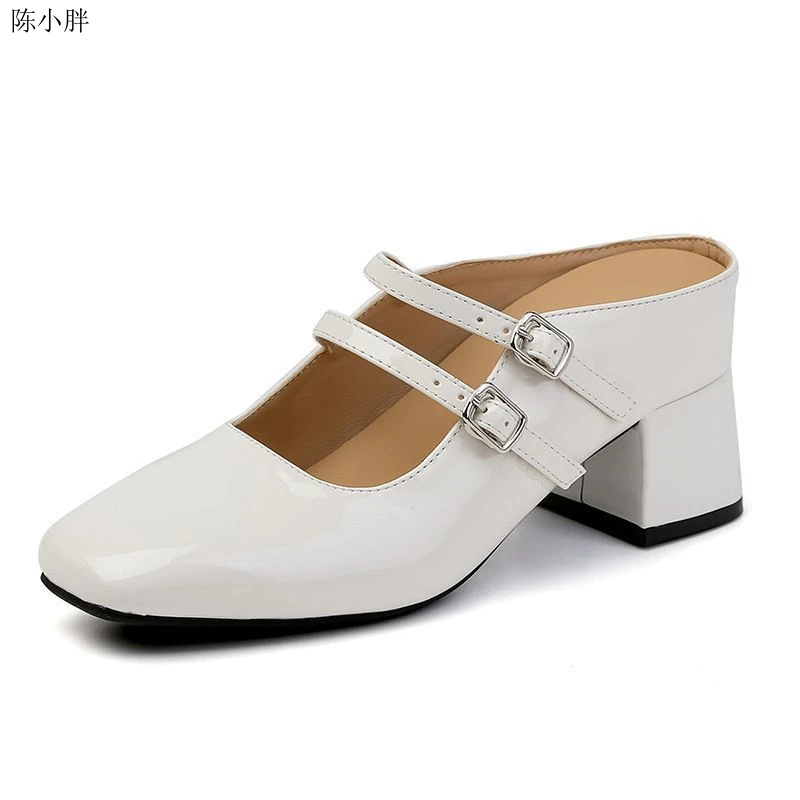 【店铺热销】小个子隐形内增高8cm包头凉鞋女外穿拖鞋法式方头一脚