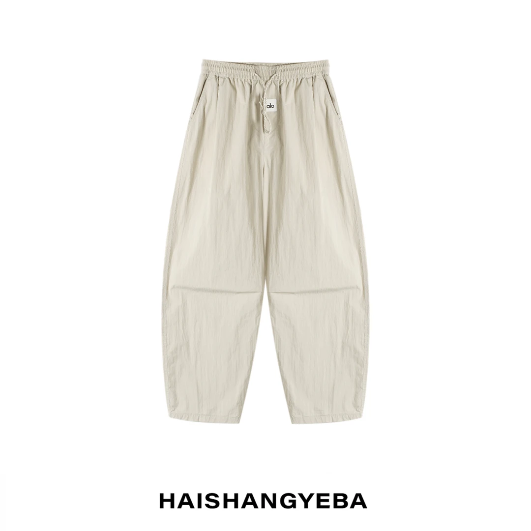 【海上叶爸】新款2025夏季男女同款百搭棉松紧腰宽松阔腿休闲裤