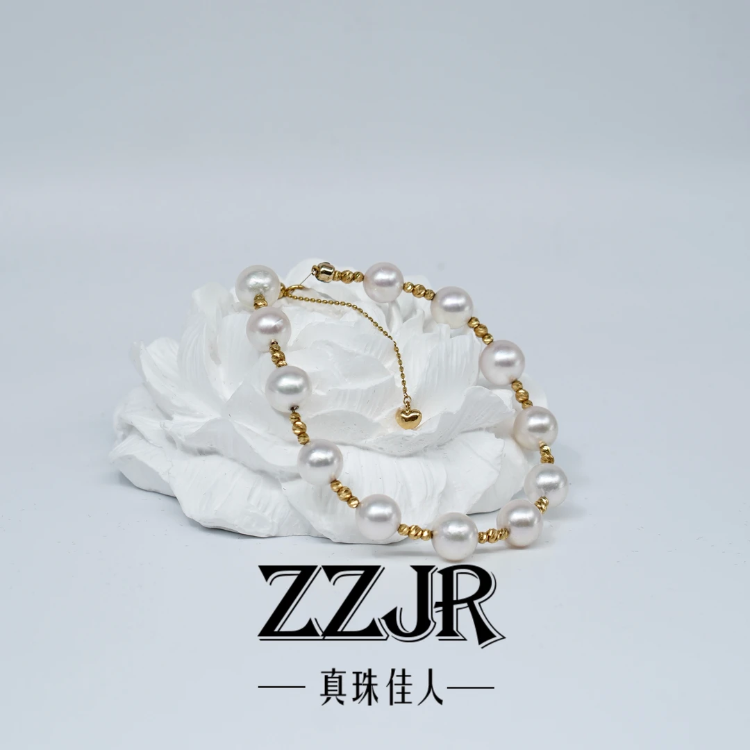 X161【真珠佳人】18K金海水AKOYA手链 7-8mm（夹头合金）（12颗）