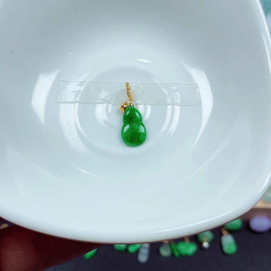 翡翠18K金镶嵌手链天然缅甸翡翠A货卡15-8-2