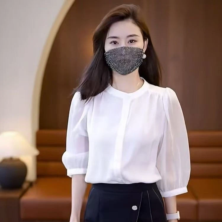 妈妈夏装直爆款夏季新款时尚洋气百搭减龄含色七分袖衬衫