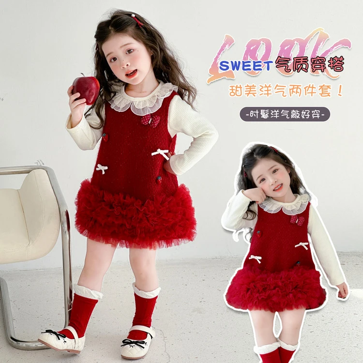 女童连衣裙秋装2025新款洋气宝宝公主裙套装气质礼服春秋儿童裙子