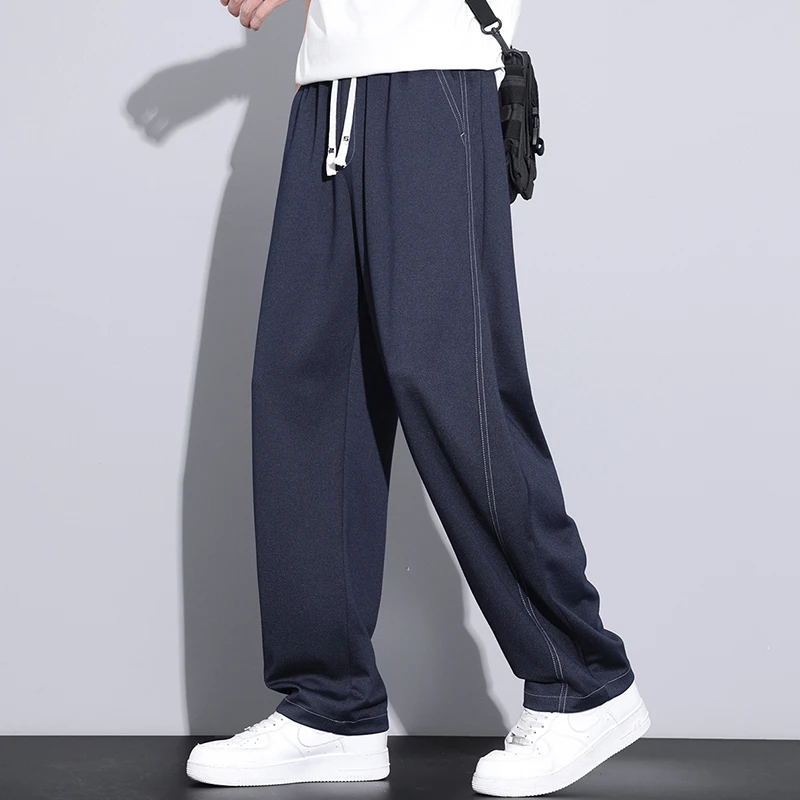 夏季阳离子休闲男士弯刀裤薄款宽松垂感原色牛仔裤清爽百搭男裤