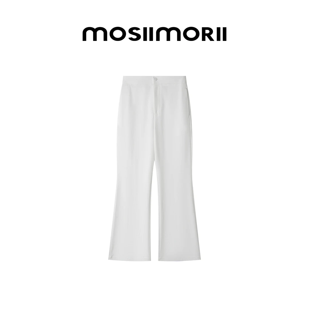 【常青藤】夏季薄款休闲直筒高腰设计师显瘦微纯色喇叭宽松休闲长裤