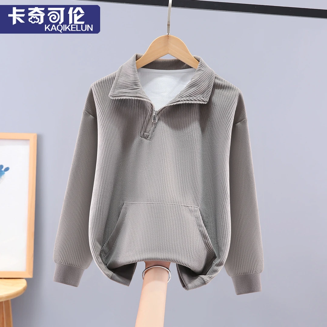 男童卫衣春秋2025新款儿童衣服秋装大童上衣帅气炸街男孩翻领童装