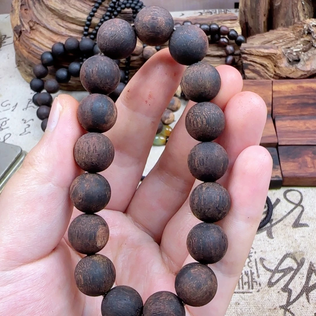 降真香手串/手链1.2x17糖结紫红金丝密结