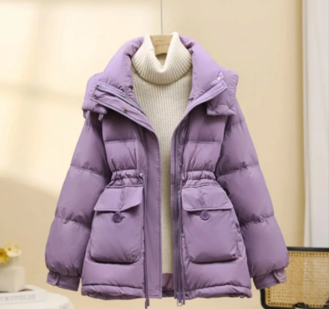 【现货】清货！爆款收腰抽绳！衣长盖屁股白鸭绒羽绒服保暖连帽外套