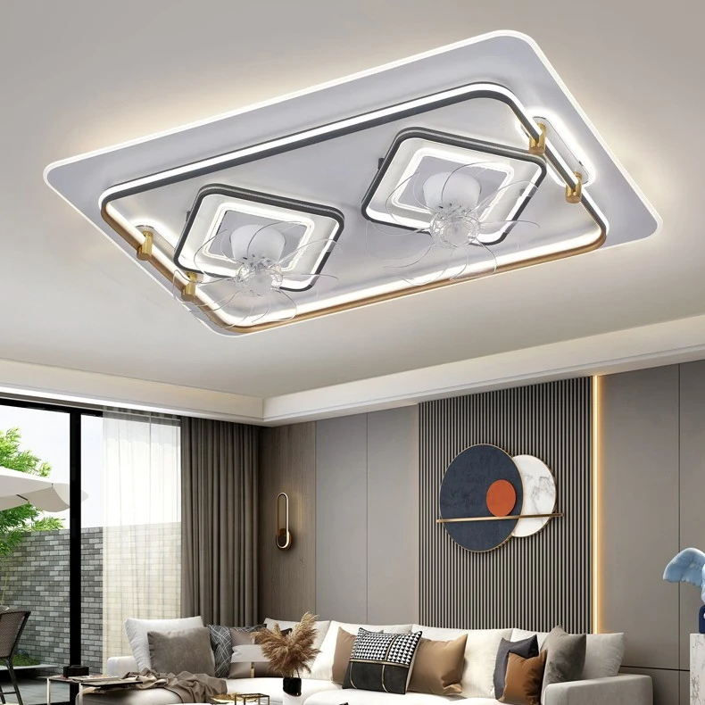 6028新款风扇客厅灯长方形大灯高端大气上档次语音控制带遥控器