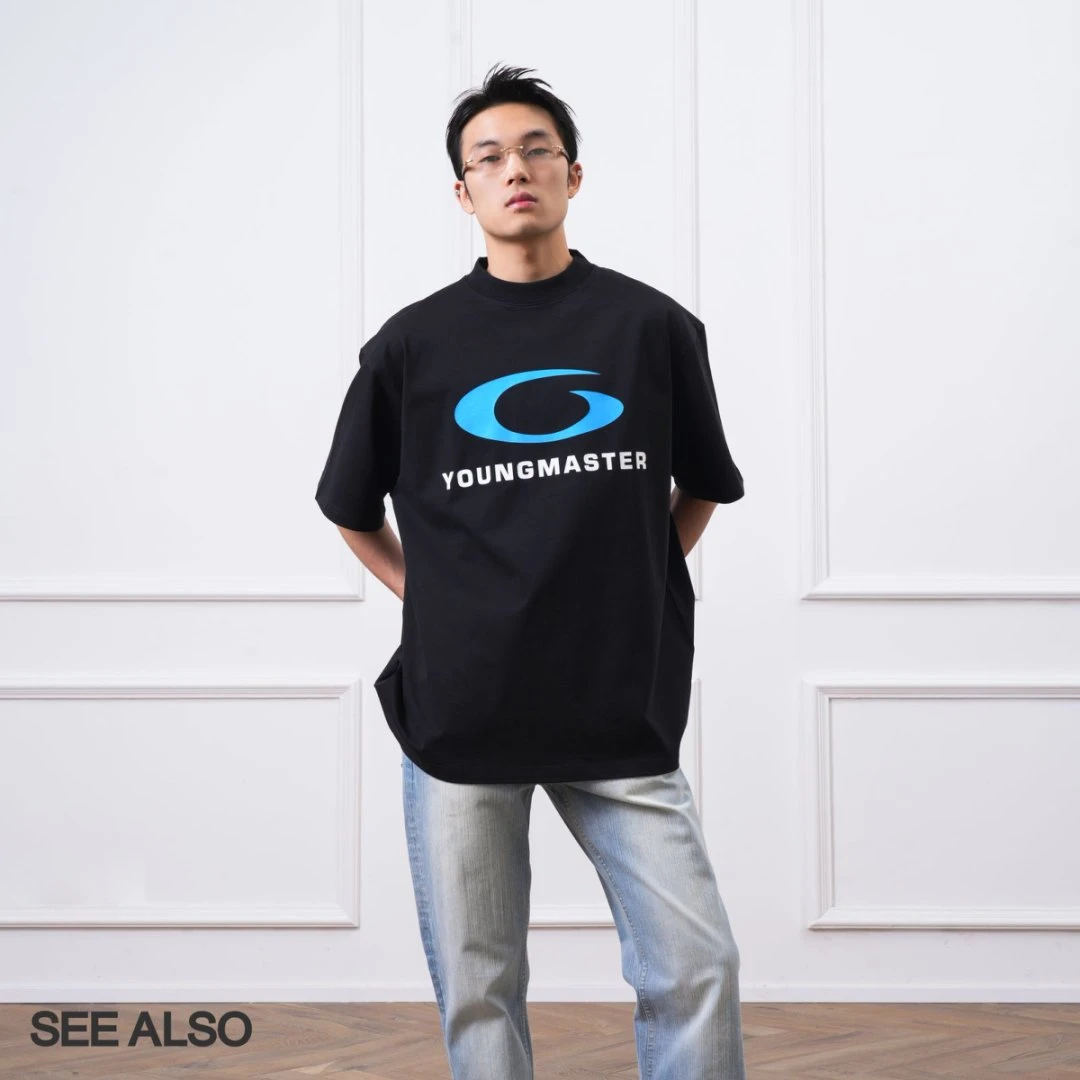 SEE ALSO 巴味T恤 复古美式廓形百搭蓝色字母印花短袖男女款SA046