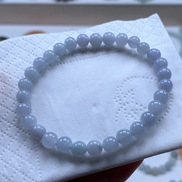 翡翠未镶嵌手链圆珠6.0紫猪猪