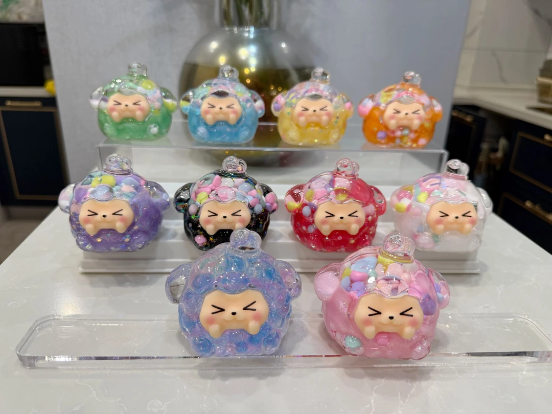 【定制款奶豆细粉团子7CM】亚克力流沙摆件