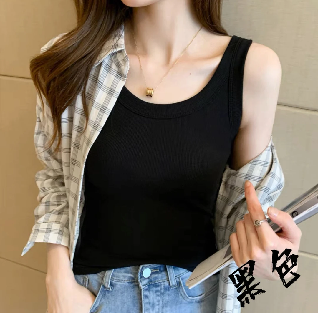夏季冰丝弹力背心黑灰白紫四色