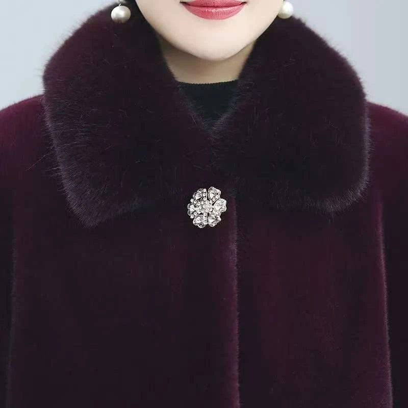 大衣妈妈秋冬冬装外套中老年人加厚奶奶貂皮大衣老太太衣服水貂