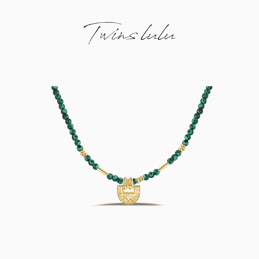 TWINS LULU镀K金新中式雕刻喜字项链万能锁骨链首饰女款TSJ9546