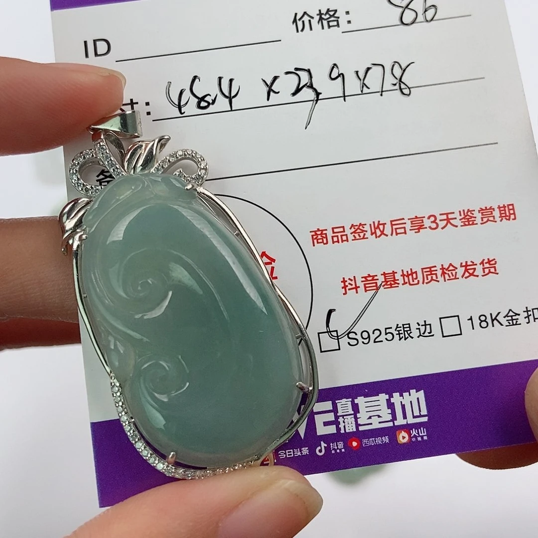 翡翠颈饰银S925镶嵌翡翠