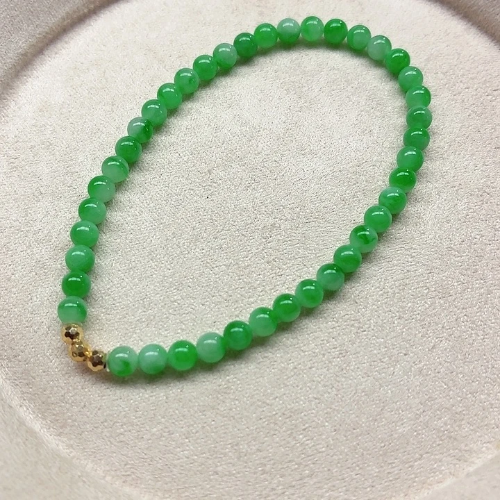 翡翠18K金镶嵌手链天然缅甸翡翠A货卡4
