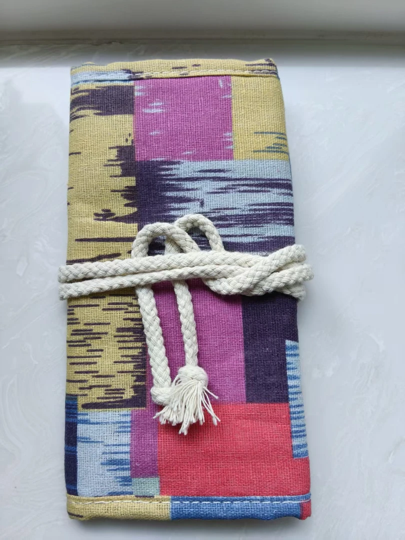 钩针包毛线编织工具大容量收纳包印花魔术贴折叠收纳袋布艺