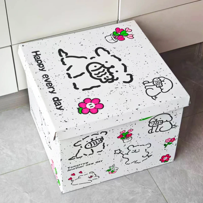 线条小狗礼盒空盒子包装盒生日零食纸箱礼物可爱收纳盒大号礼品盒