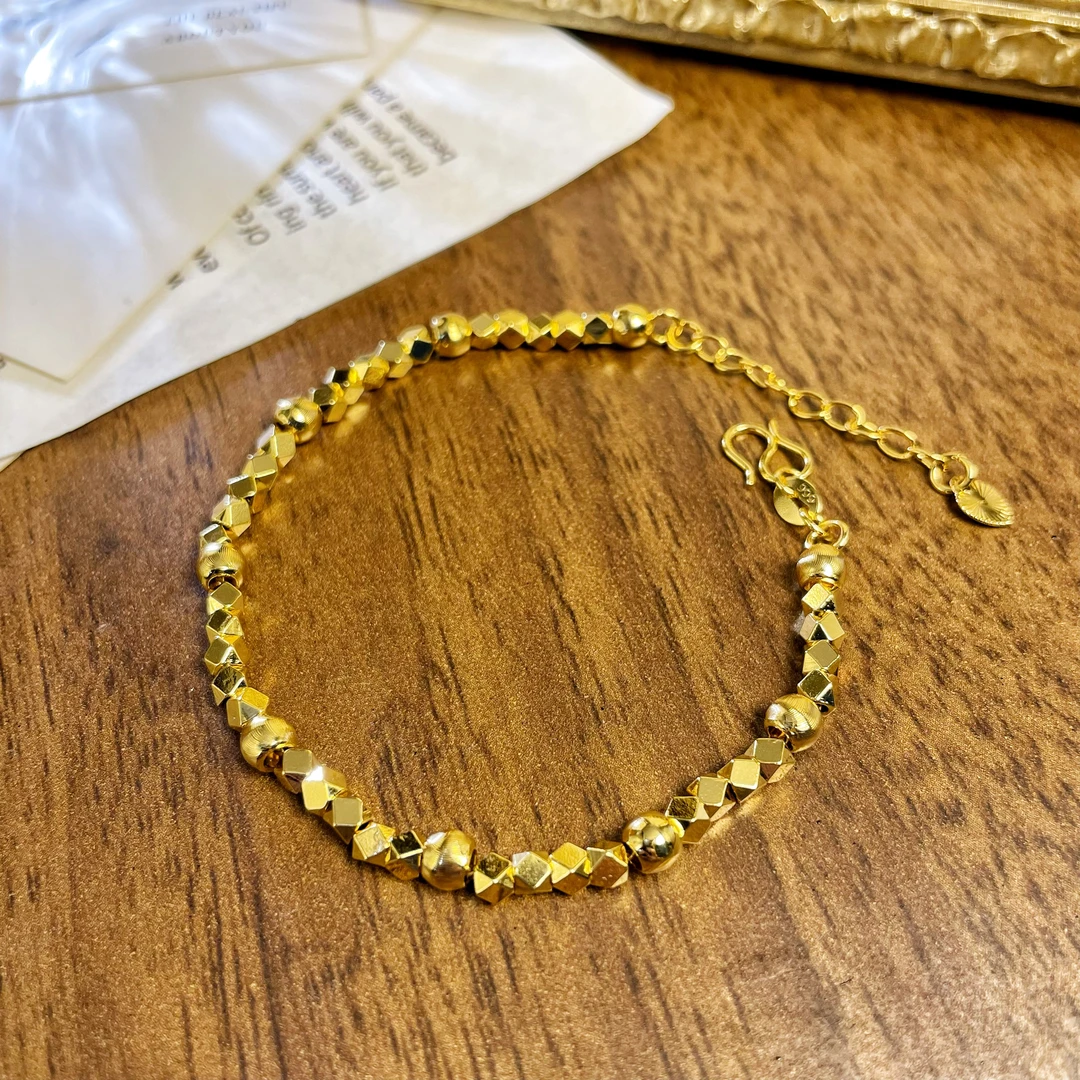 铜合金手链 2272 轻奢百搭岁岁金色爆闪手链