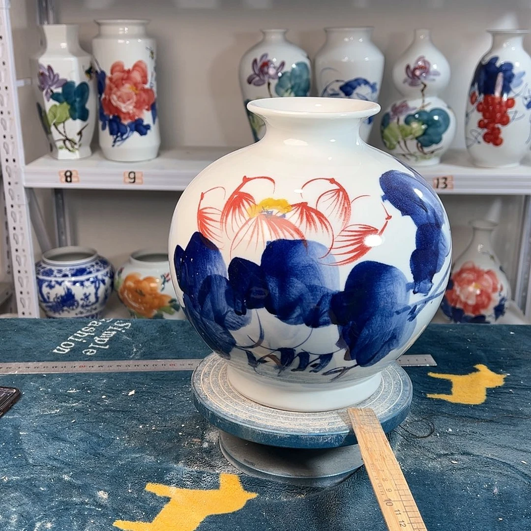 摆件景德镇陶瓷石荷花