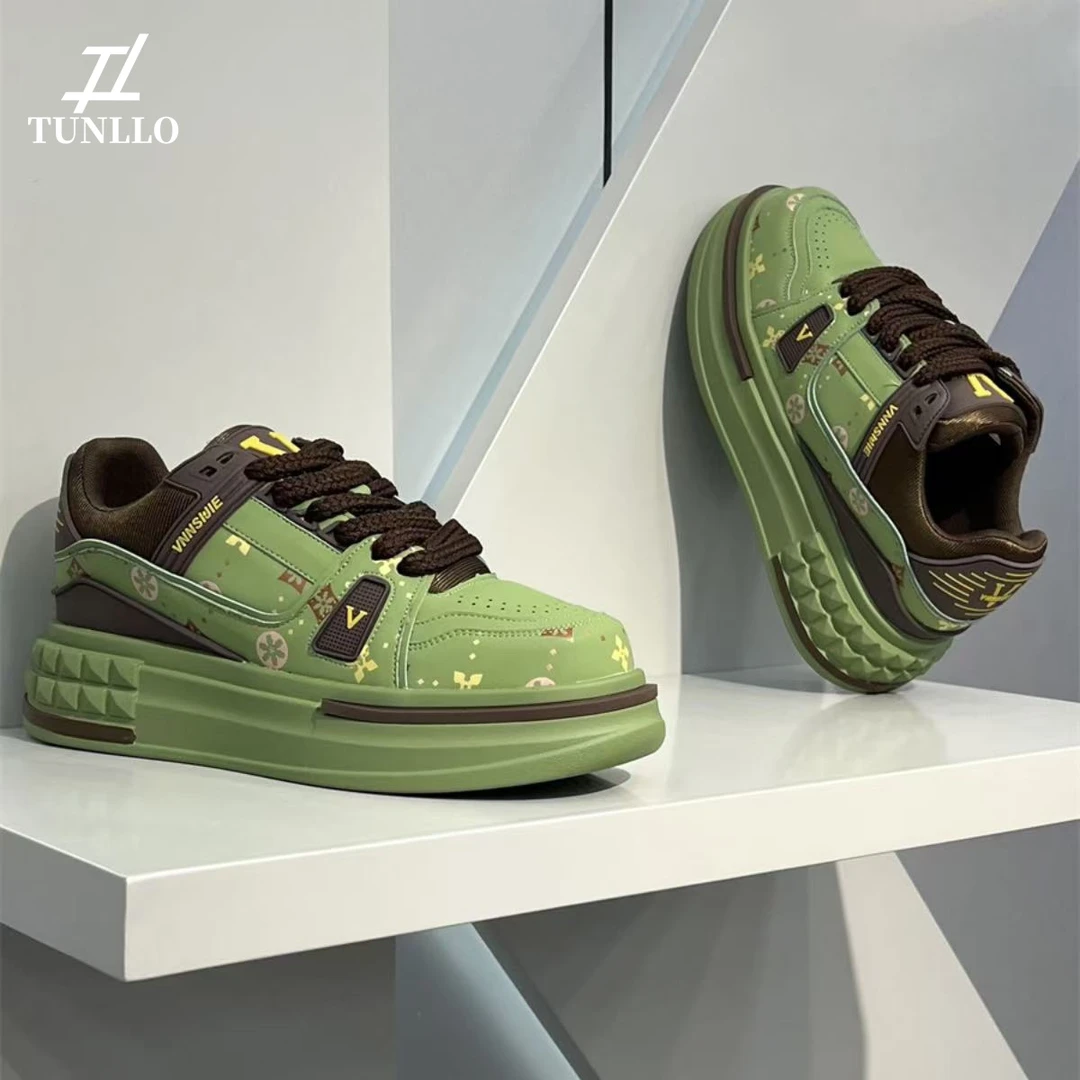 Tunllo夏季新款软底舒适高端运动鞋经典印花时尚休闲鞋百搭板鞋男