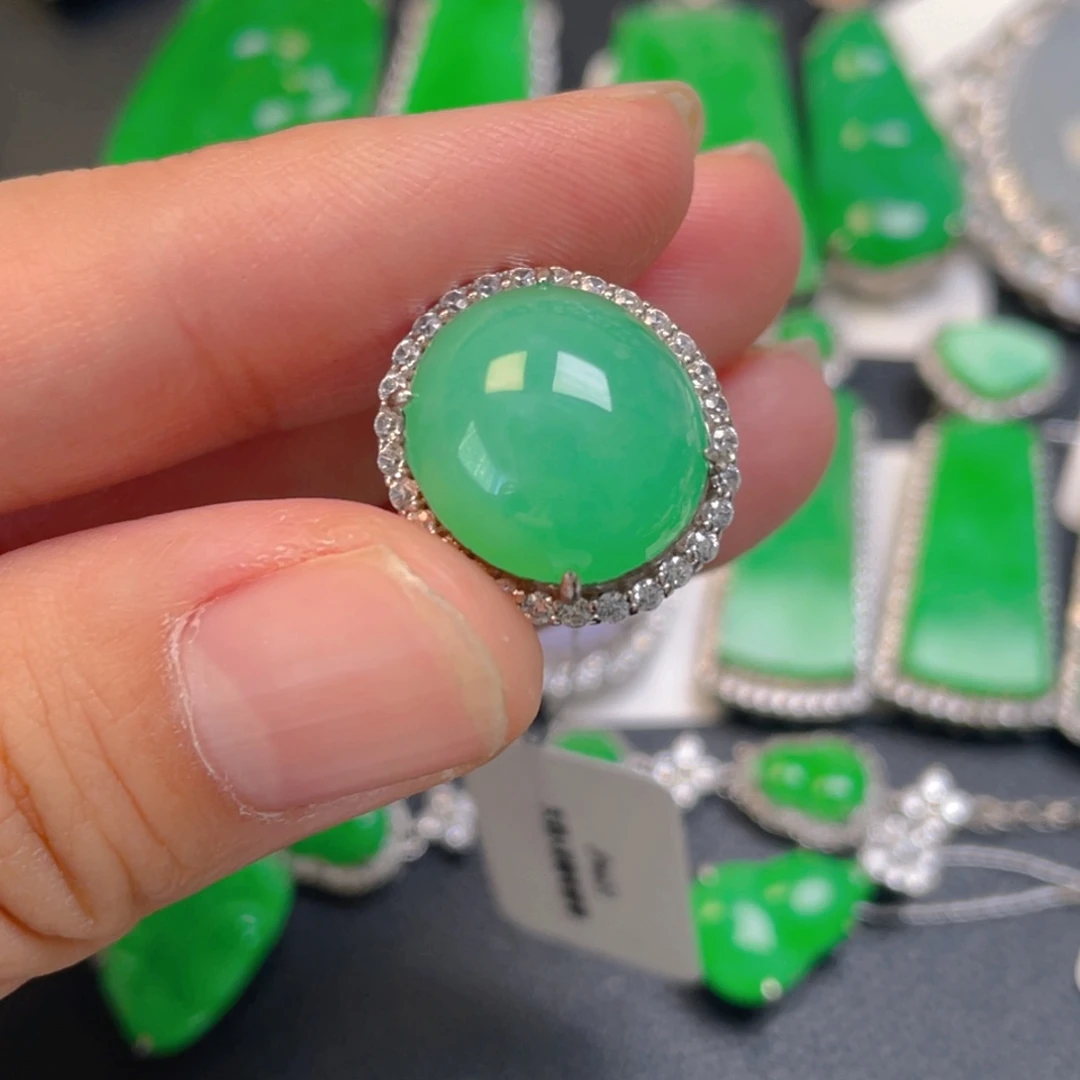 翡翠银S925镶嵌吊坠(不含链)戒指