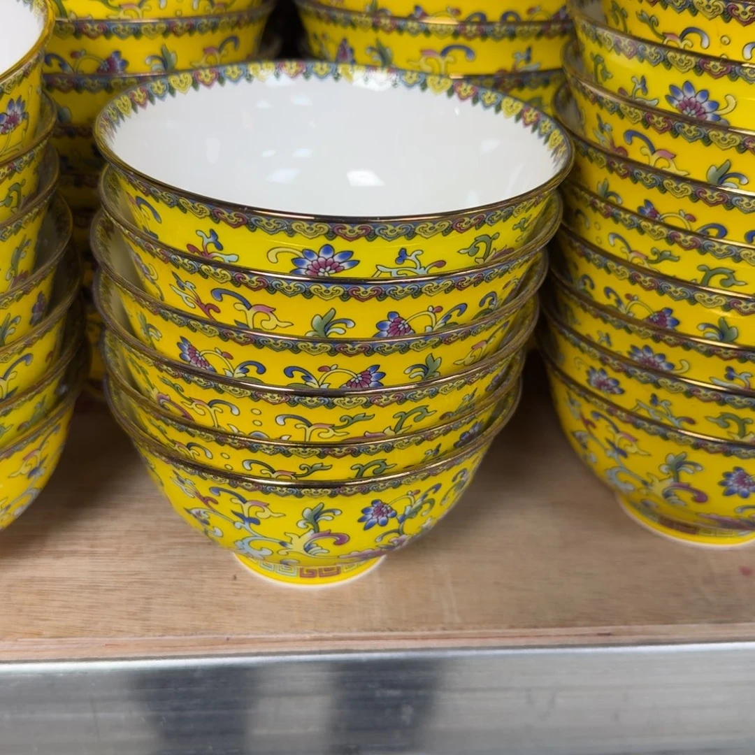 摆件陶六个4.5英寸高脚碗