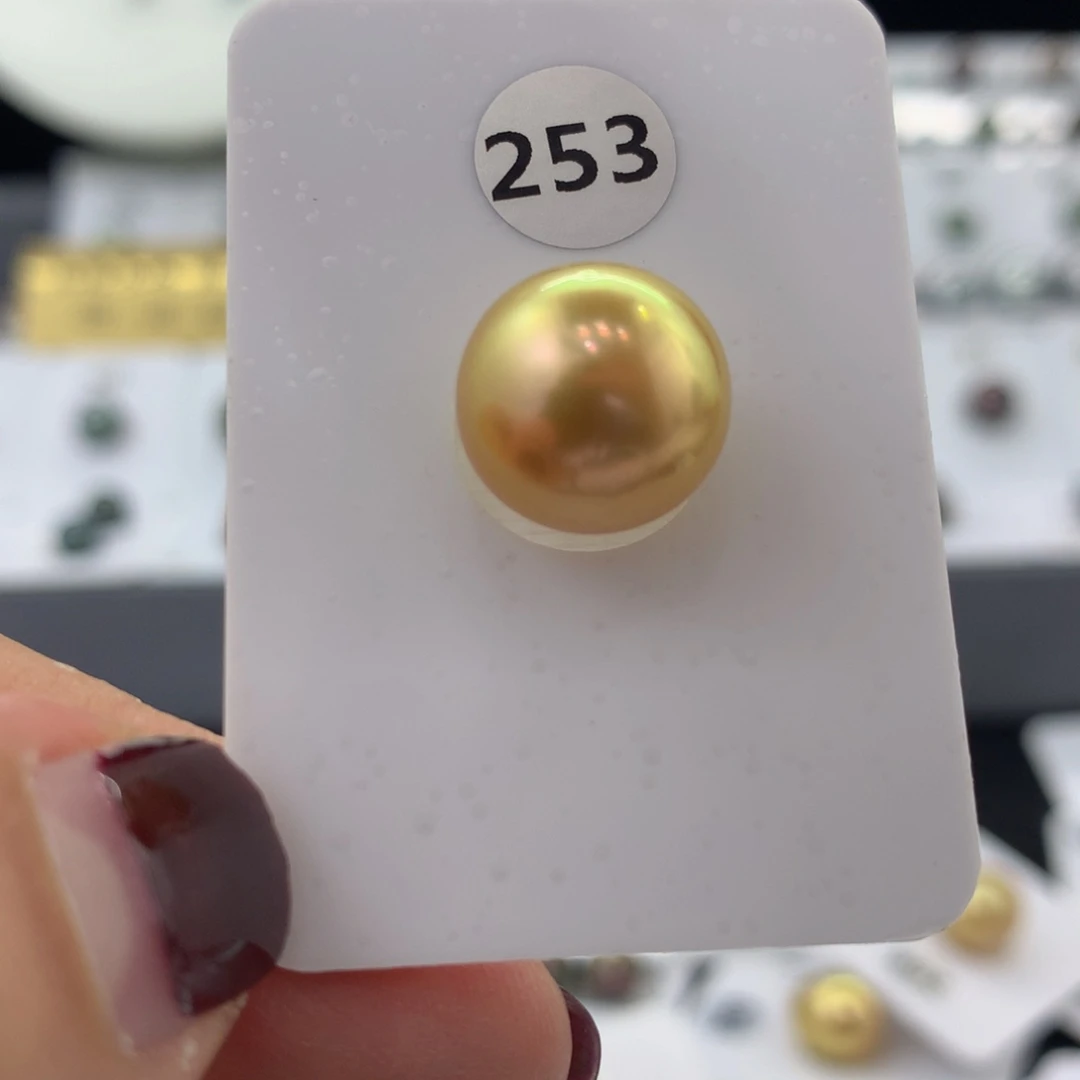 未镶嵌裸珠定制海水珍珠深金炫绿款后无瑕12.5mm