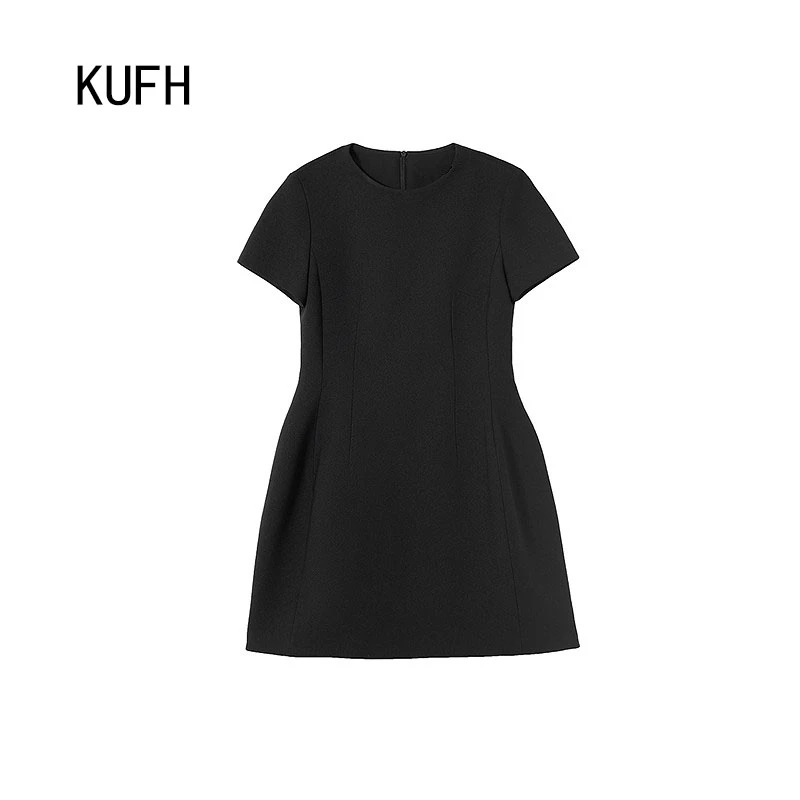 KUFH【朗家连衣裙】25年夏新款黑色气质收腰法式高级感KYM252008