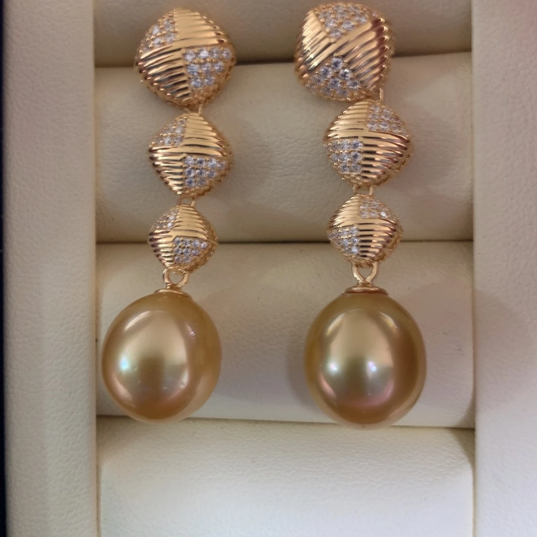 银S925镶嵌海水珍珠耳饰