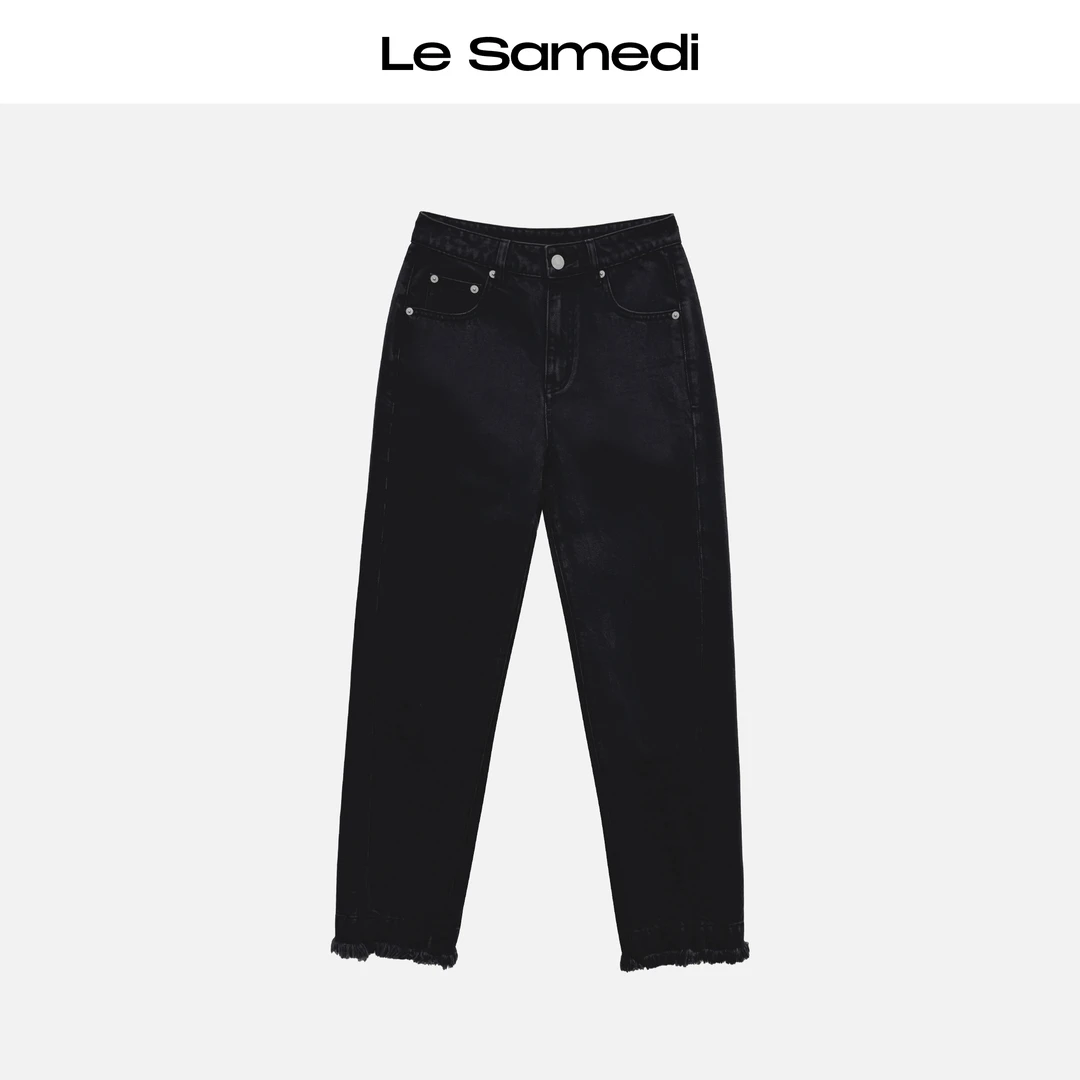 Le Samedi马油叶儿【菲比魔法】解构侧缝前移流苏边小脚牛仔裤