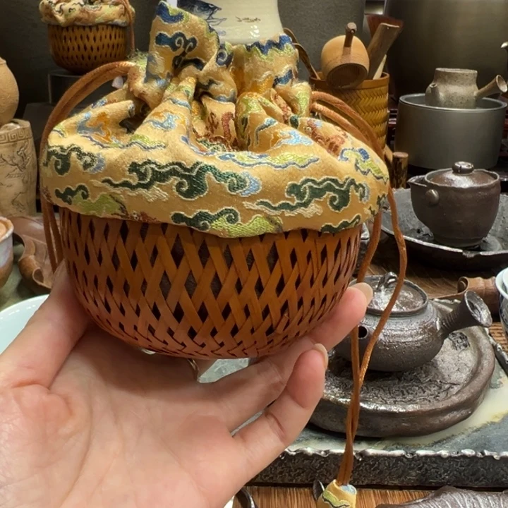 竹云锦竹编被笼旅行袋