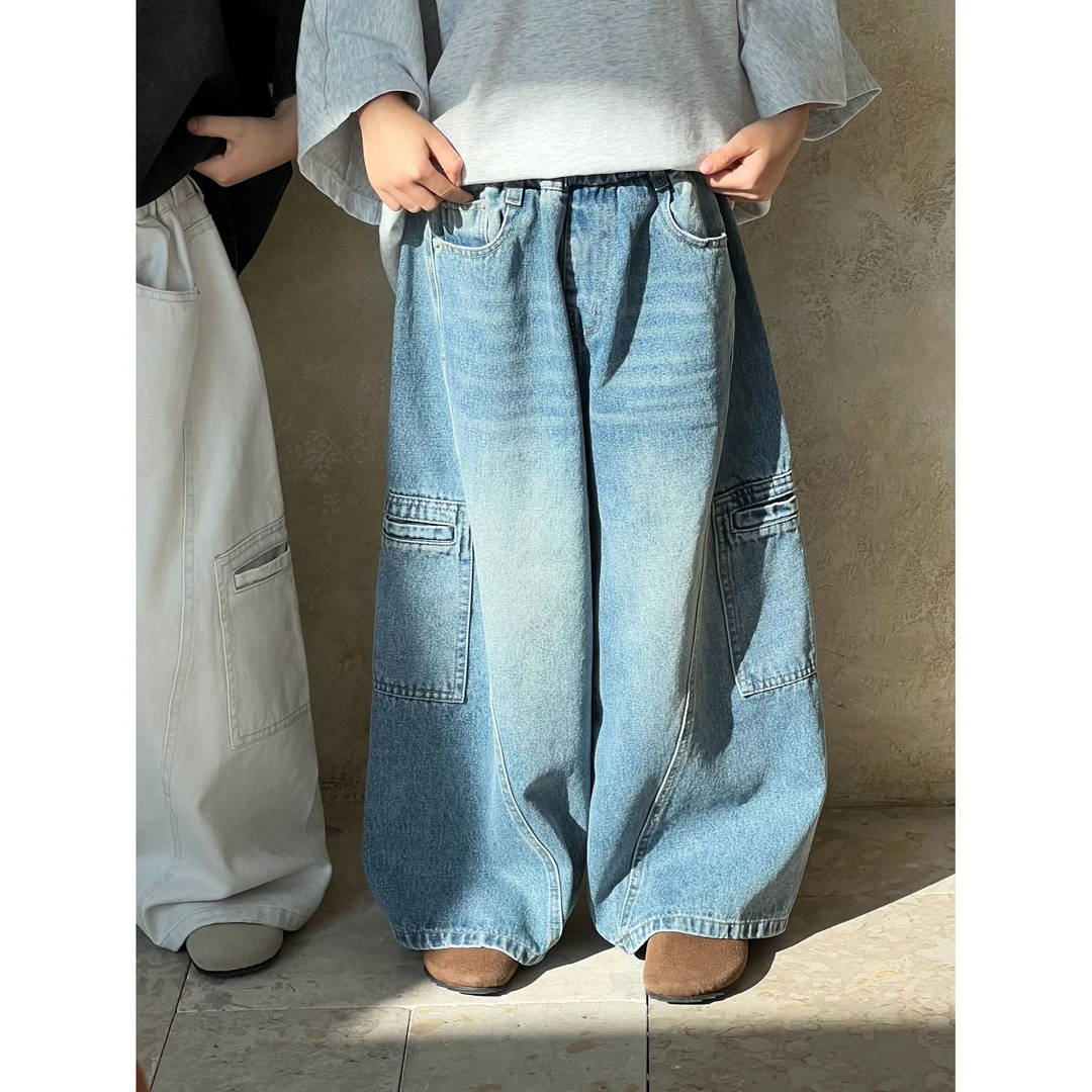 【韩系2025新款秋】儿童牛仔裤2025韩版百搭直筒工装裤休闲牛仔裤