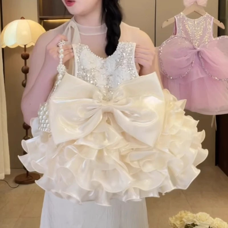 女童连衣裙新款2025夏季儿童洋气公主裙宝宝时髦背心裙小童礼服裙