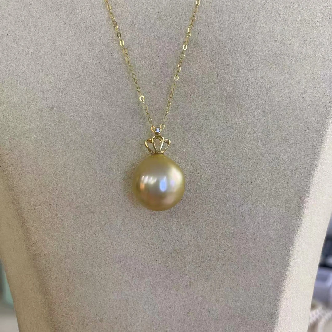 礼兰珠宝 18K皇冠金珠吊坠11-12mm