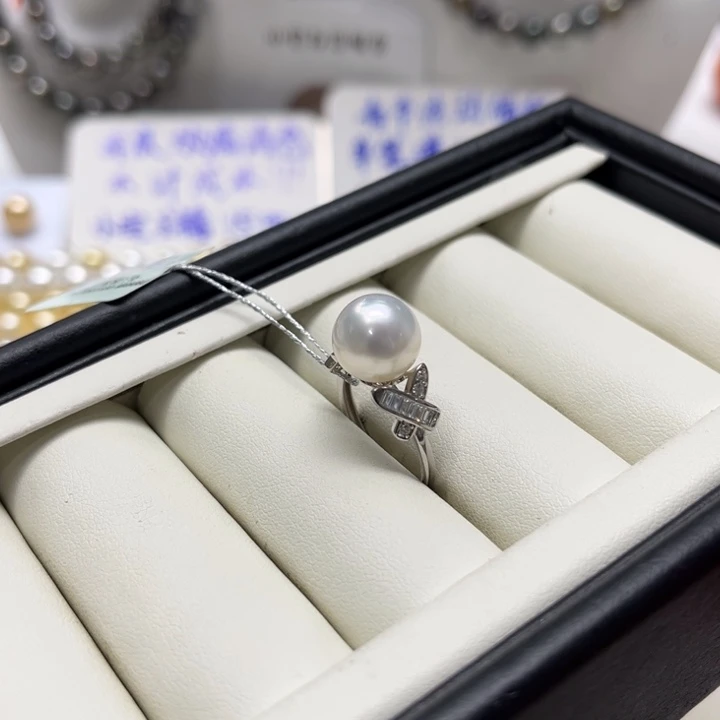 海水珍珠上新澳白X款戒指10-11mm银S925镶嵌