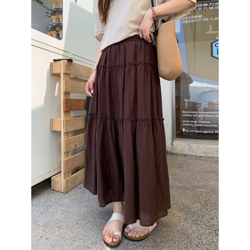 【ALINDM年终大清仓】胖mm气质长裙夏200斤显瘦蛋糕半身裙女AS25693