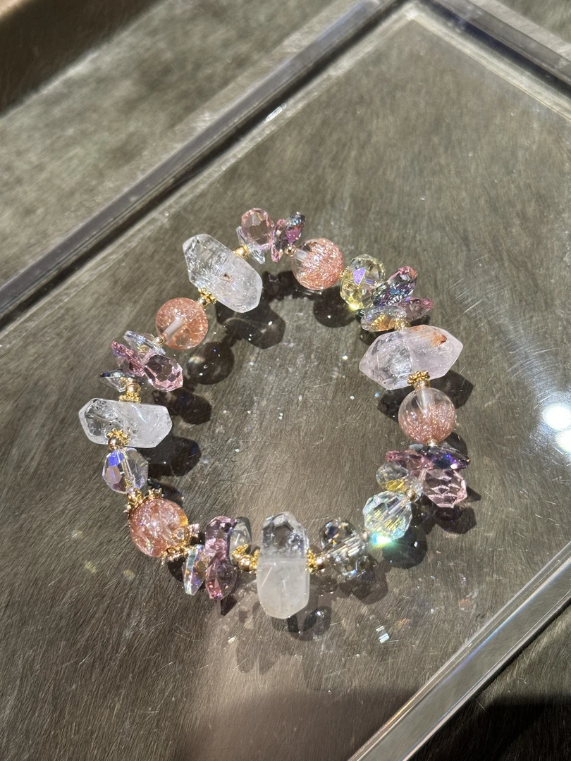 非金属仿水晶手链 【程北北】小众彩虹水晶切面百搭手链