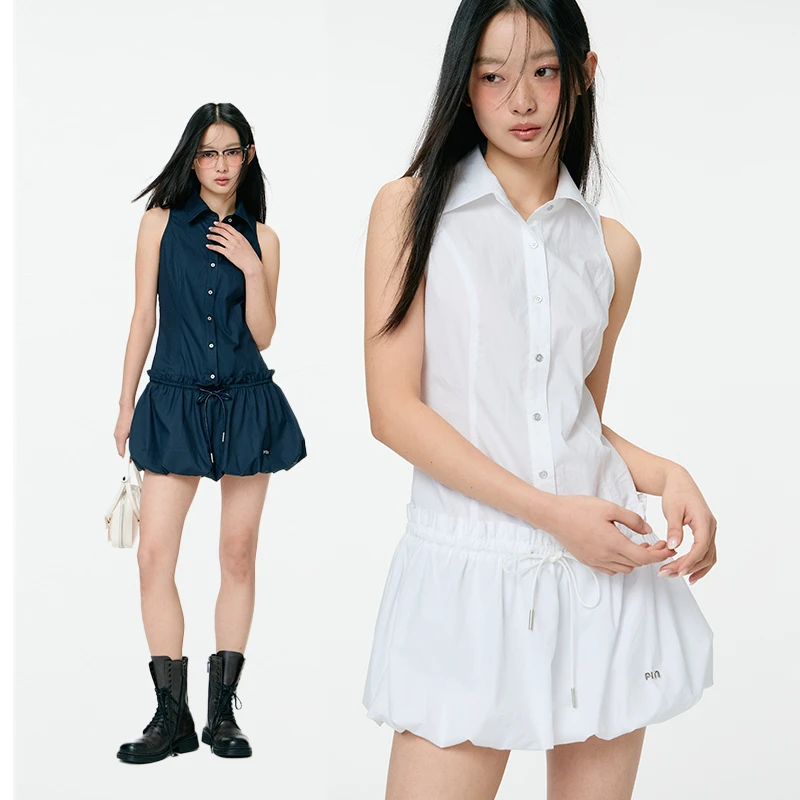 PINPINPLUS丨「在逃千金」千金无袖露肩气质连衣裙 PABEA622001G