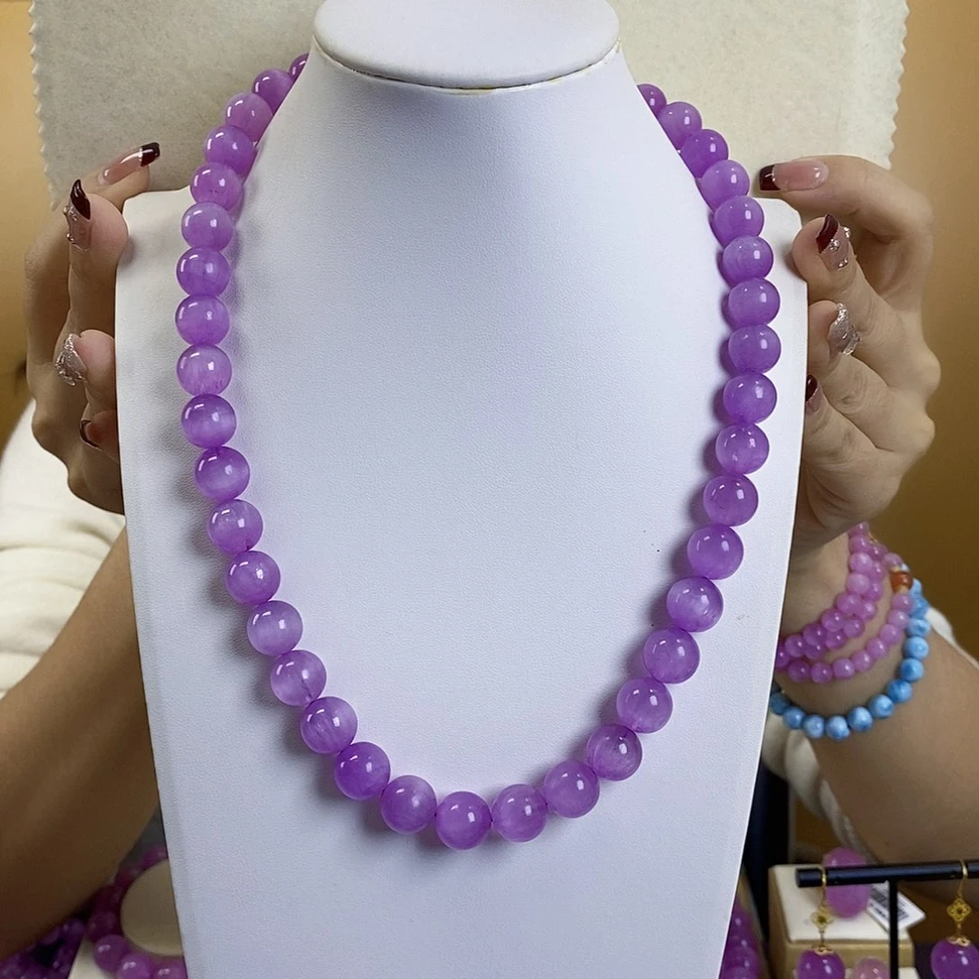 锂辉石紫锂辉高冰收藏级顶配项链11+未镶嵌