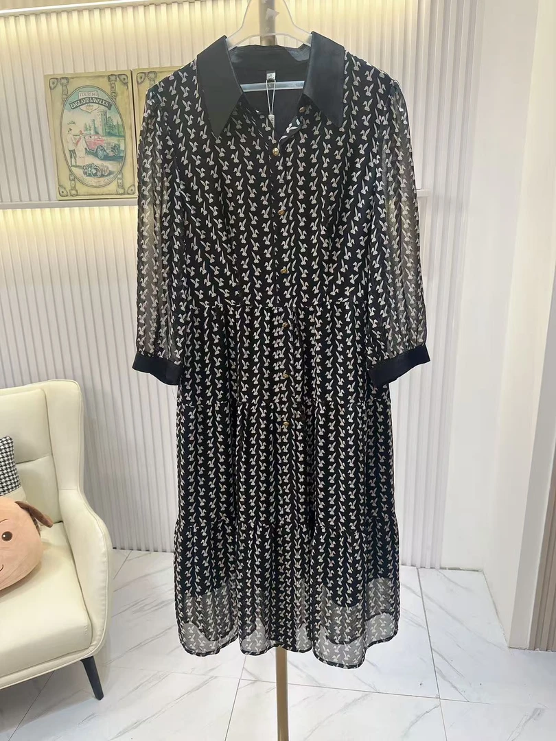 【JX1051】2025新款夏季设计师兔子气质减龄款中长款连衣裙