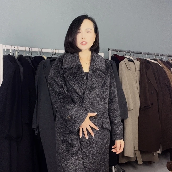 苏丽灰色M码阔版长款